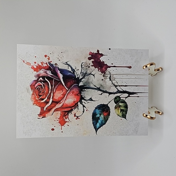 NobleCaptures Other - 4x6 Rose Flower Illustration Ink Splatter Art Watercolor Oil‎ Painting Print